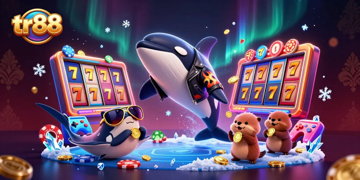 Engage in tr88 slot machines with vibrant visuals, golden coins, and animated characters celebrating wins.