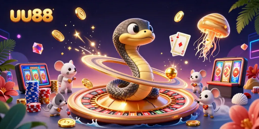 Experience thrilling uu88 gaming action with a cosmic roulette wheel and animated betting elements.