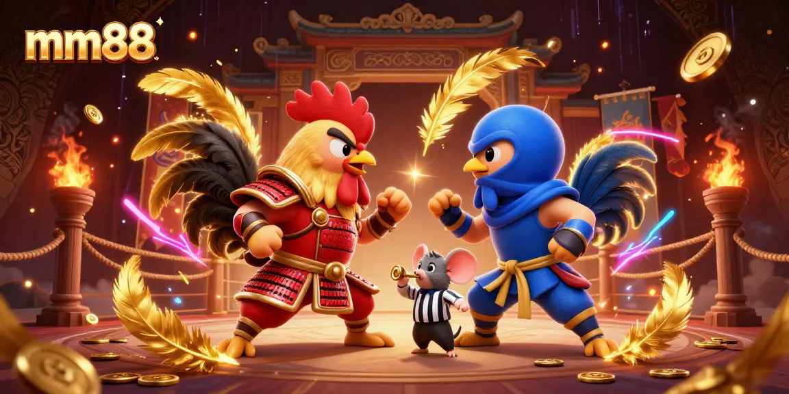 Bet on exciting rooster battles with mm88 in an immersive, dynamic 3D illustration.