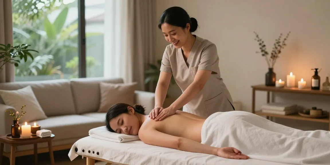 김포출장안마 in a tranquil home setting as a skilled therapist provides a relaxing Swedish massage to a client, creating a soothing ambiance.