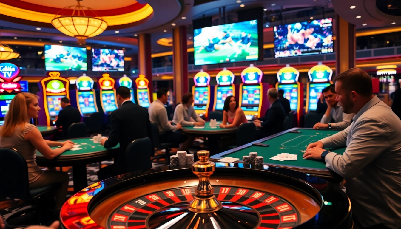 Experience the thrill of Cakhia TV at a vibrant casino with poker tables and slot machines.