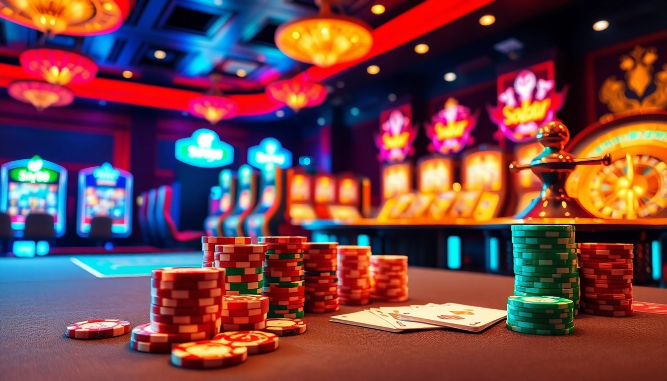 Experience the thrill of casino gambling at say88 with vibrant tables, cards, and slot machines.