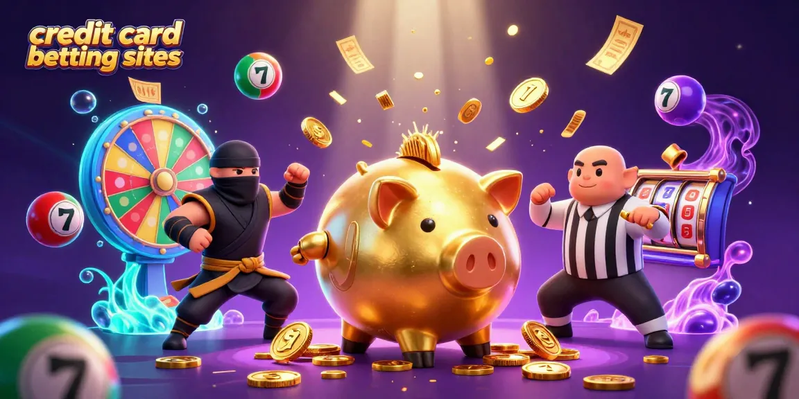 Engage with top credit card betting sites featuring a dynamic scene of casino action with vibrant characters.