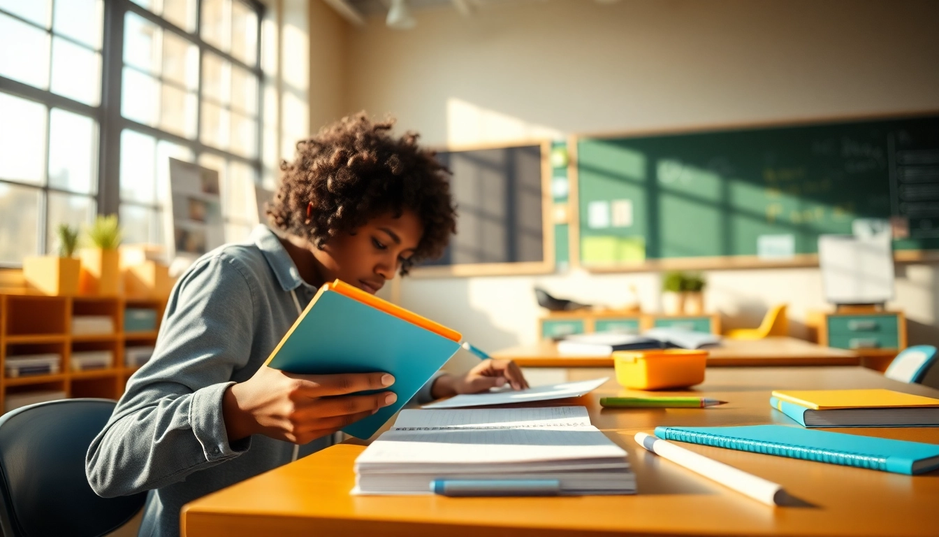 Praktische Handytasche Klassenzimmer für Schüler, die in einer modernen, lebhaften Lernumgebung verwendet wird.
